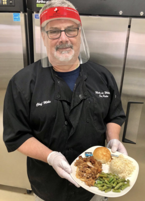 Chef Mike, San Pedro Meals on Wheels, with one of his delicious meals